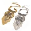 Tassel Necklace Long With Multi Layer Alloy Pendant For Trendy Retro Outfits