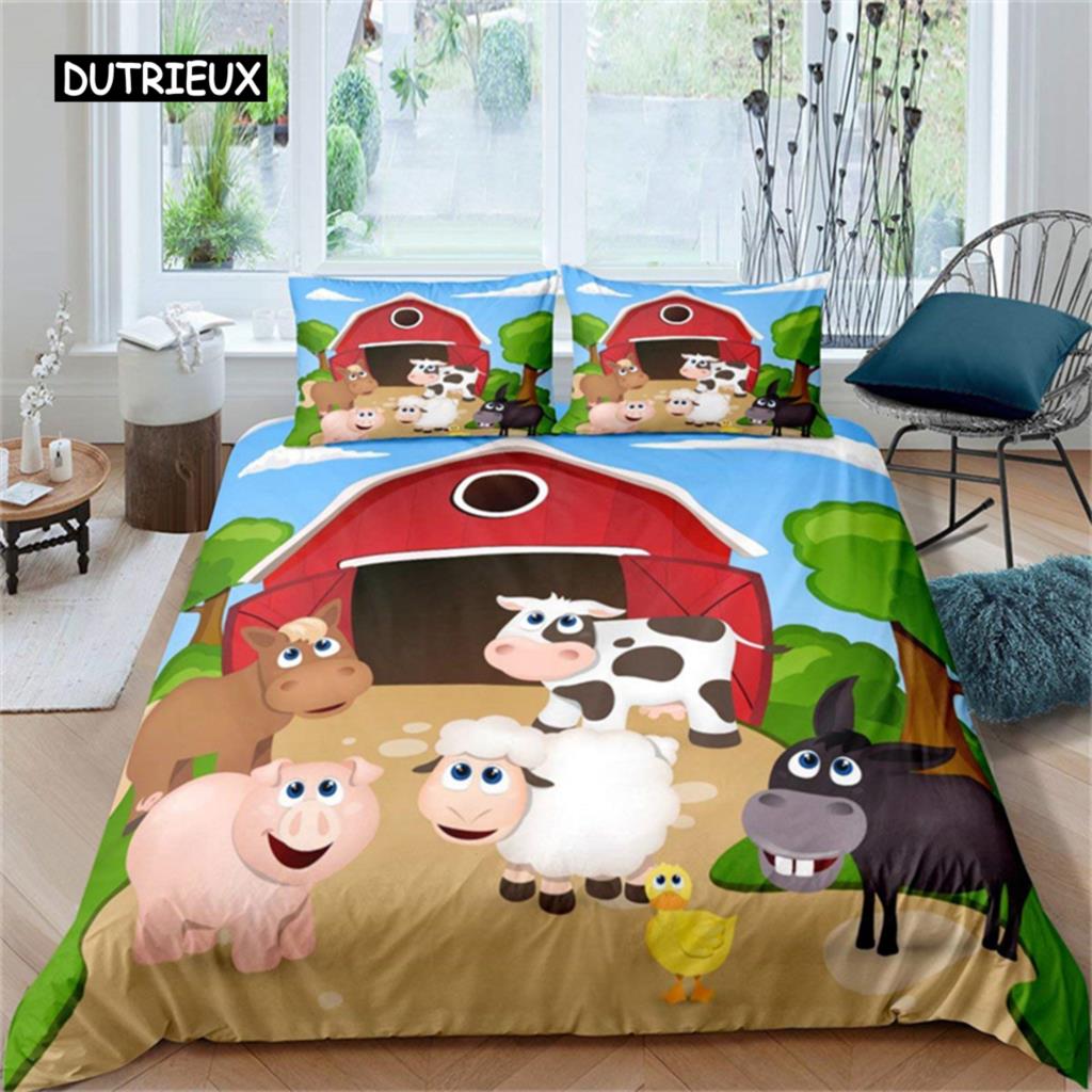Cute Pig Duvet Cover Kawaii Pig Bedding Set Polyester Pigs Floral Comforter Cover Twin King For Teen Boy Girl Gift Room Decor