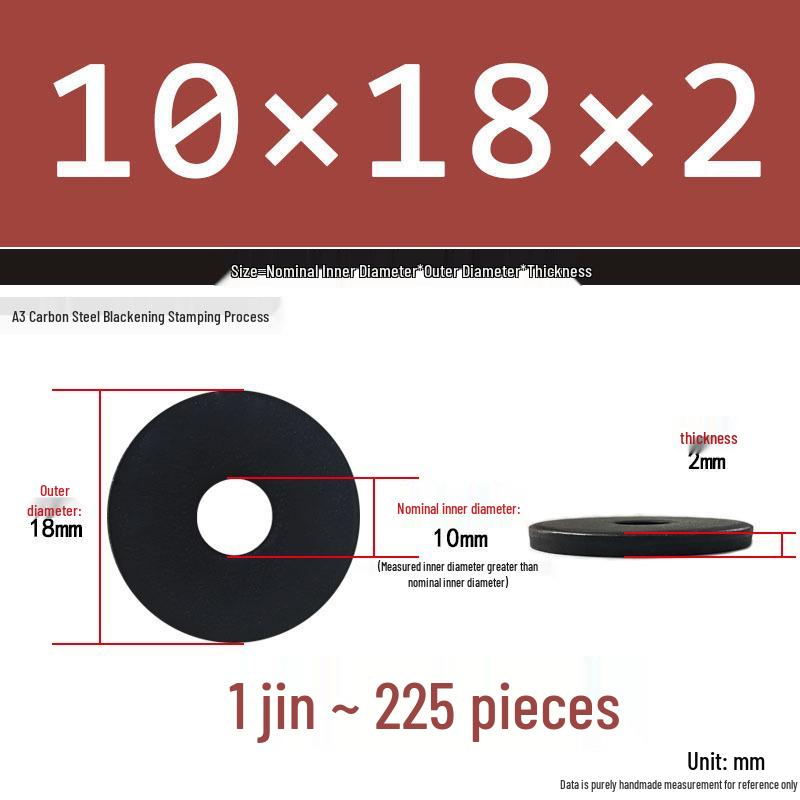 Black Oversized Thickened Round Metal Flat Washer Spacer for Home Use