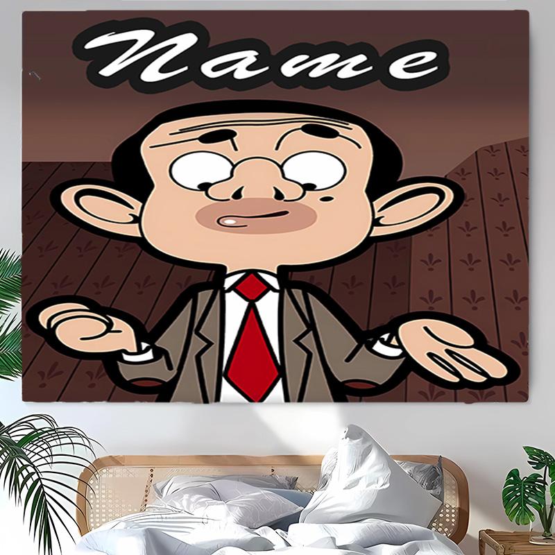 Personalized Mr. Bean Background Tapestry,Custom Name Birthday Party,Multifunctional Wall Decoration for Home Decor,Various Occasions