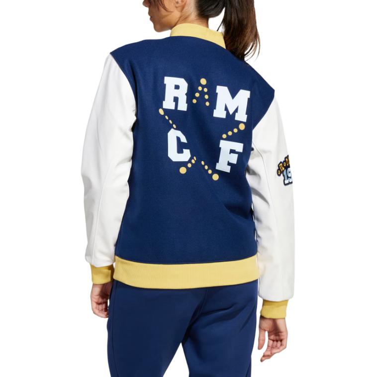 Adidas Оригинальная Vrct FW24 Real Madrid модная удобная повседневная куртка с длинным рукавом унисекс куртка темно-синего цвета JF2589