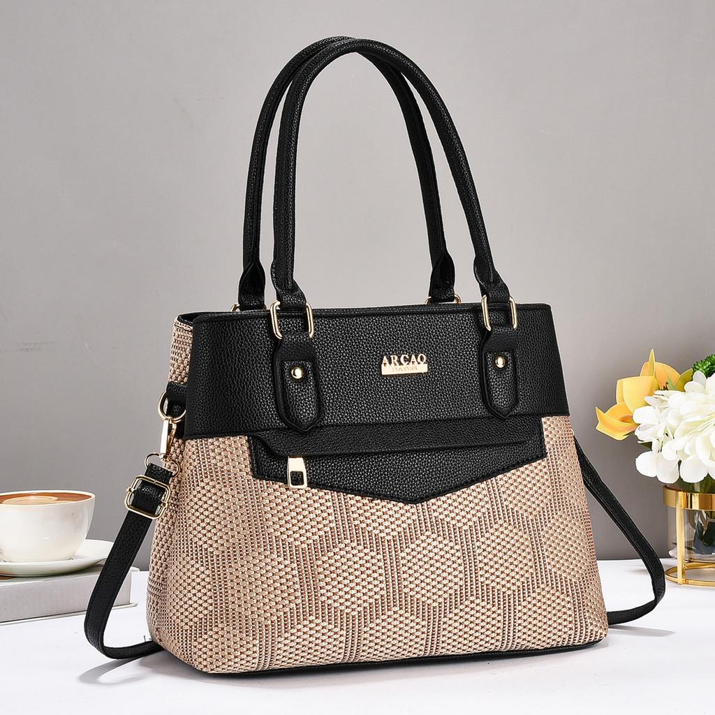 Stylish Women's Tote Bag In Elegant Black And Earthy Tones With Chic Design Features