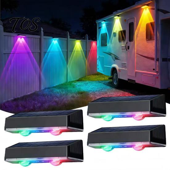 Solar Deck Lights Magnetic Wall Wash Light, Waterproof Outdoor Fence Lamp with RGB Rechargeable & Warm White, 12H Battery, Easy Mount Pathway Lighting