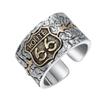 Unisex Vintage Punk Sterling Adjustable Ring With Route 66 Geometric Design
