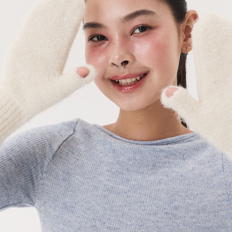 ВАРЕЖКИ ВЯЗАНЫЕ QUAFE LABEL_цвет слоновой кости