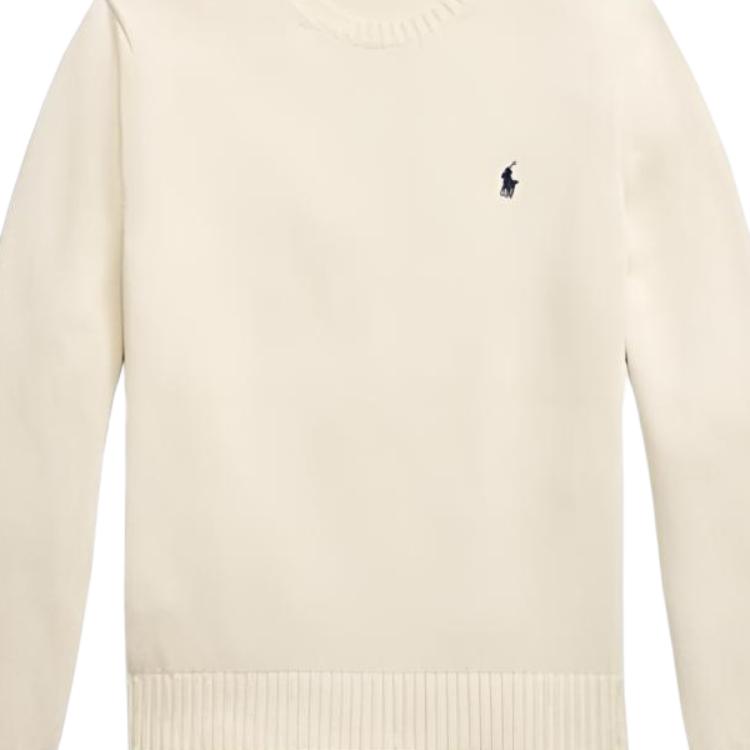 Свитер мужской Polo Ralph Lauren однотонный с логотипом, с круглым вырезом, вязаный, артикул MNPOSWE16822194-101