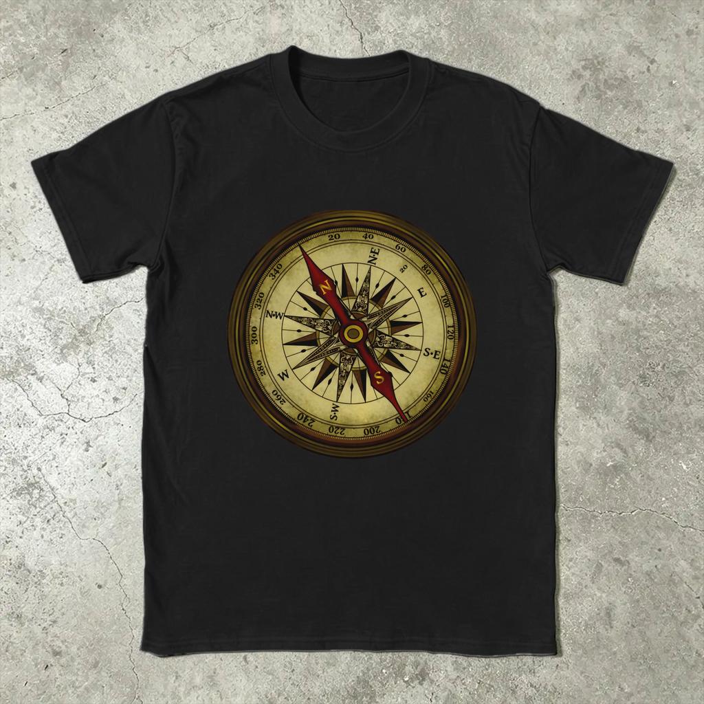 Compass Funny Adventure T-Shirt Beach  Cotton T Shirts For Men Hipster Print Tshirt Short Sleeves Y2K Funny Tops