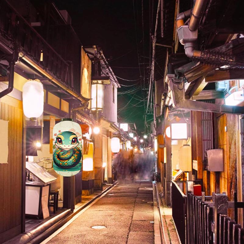 Японский Стиль Тканевый Фонарь Маскоты Новогоднего Фестиваля Зодиакальная Змея Принт Фонарь Магазин Суши Бистро Ресторан Декор Украшения