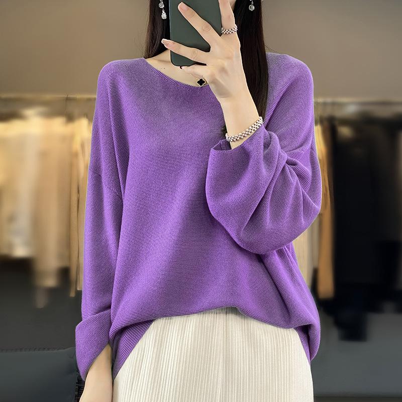 Женский тонкий вязаный свитер с v-образным вырезом, свободная большая версия ленивого свитера