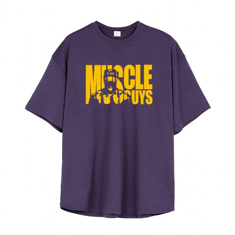 Muscleguys Comfortable Sportwear Summer Mesh Breathable Short-sleeved Men's Thin Bodybuilding T-shirt Cool Quickly-dry Tops