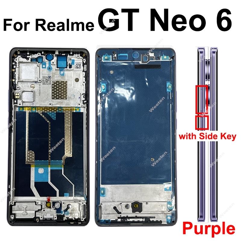 Для Realme GT 6 6T GT Neo 6 Neo6 Se Средняя часть корпуса Передняя рамка LCD Держатель рамки Средняя часть корпуса Крышка Корпус Запчасти