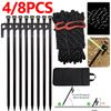 4/8pcs Heavy Duty Steel Tent Stakes Outdoor Tent Nail Tent Pegs with Ropes & Storage Bag 30cm Tent Ground Stakes for Camping
