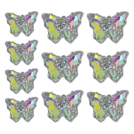 10 шт., ювелирные изделия для ногтей с бабочками, двухслойные сверкающие стразы, привлекательные украшения для дизайна ногтей, женские аксессуары