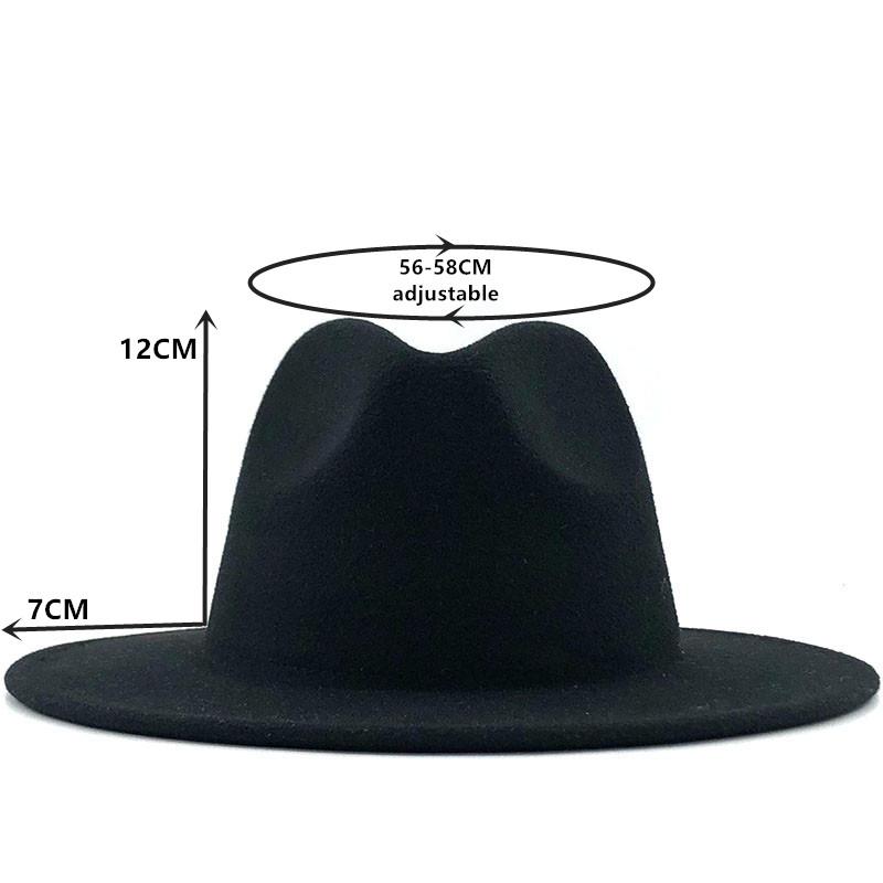 Men Women Wide Brim Wool Felt Jazz Fedora Hats British Style Trilby Party Formal Panama Cap Black Yellow Dress Hat 56-58-60CM