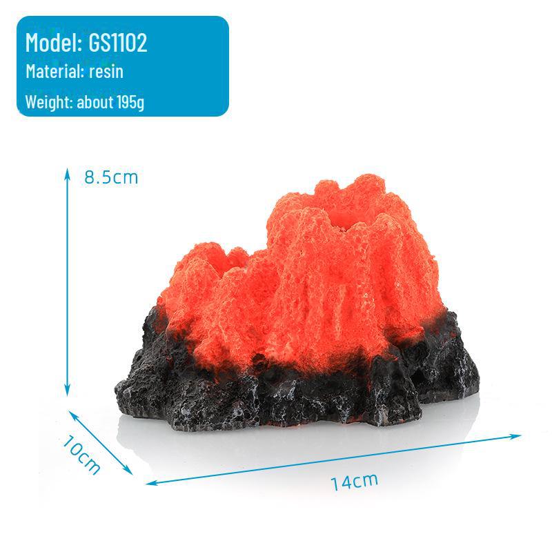 Aquarium Resin Volcano Rockery with Oxygen Pump Attachment - Home Decor Ornament for Fish Tanks