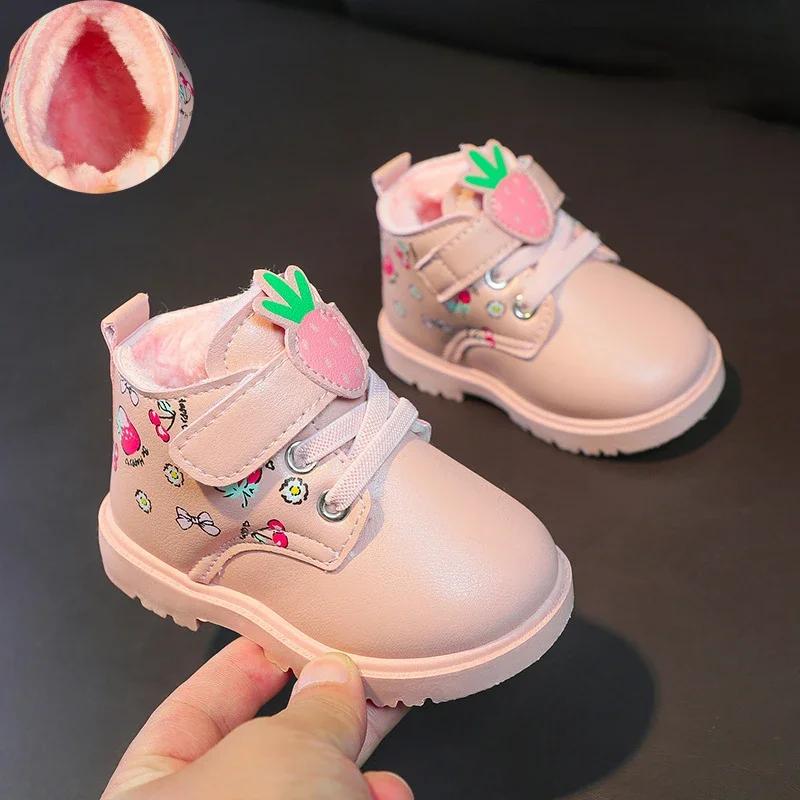 Модные детские зимние сапоги Zapatos NiñaKid Snow Boot Winter Boot Girl Princess shoe Soft Soled Walking Shoe Baby Ankle Boots Fashion Leather Boot Kid Shoe