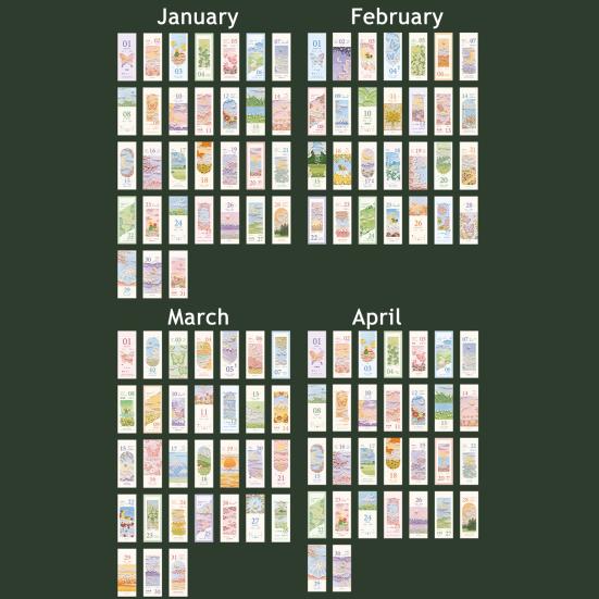 2026 Масляная пастель Настольный календарь Ежедневник Маркер событий Настольный календарь Декоративный Календарь на спирали для дома, офиса, школы
