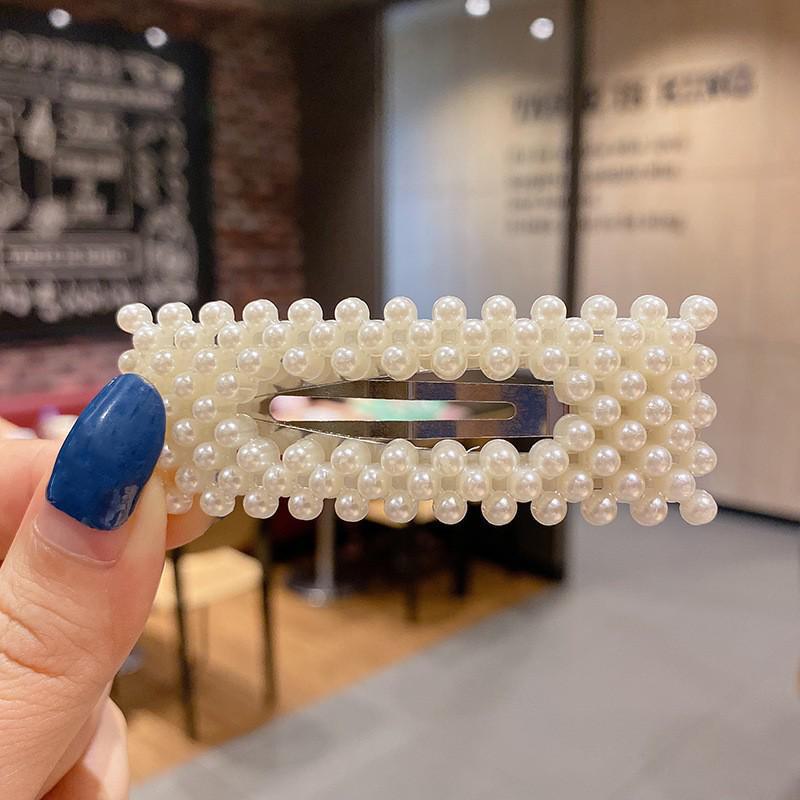 Корейская шпилька для волос со стразами и жемчугом для женщин: Элегантная боковая заколка для челки