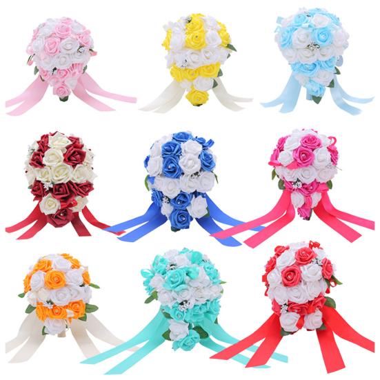 1 букет со стразами, искусственные розы, цветочный сад, свадебный декор для сцены и вечеринки