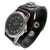 Men's Leather Bracelet Watch with Lily Concho and Black Face