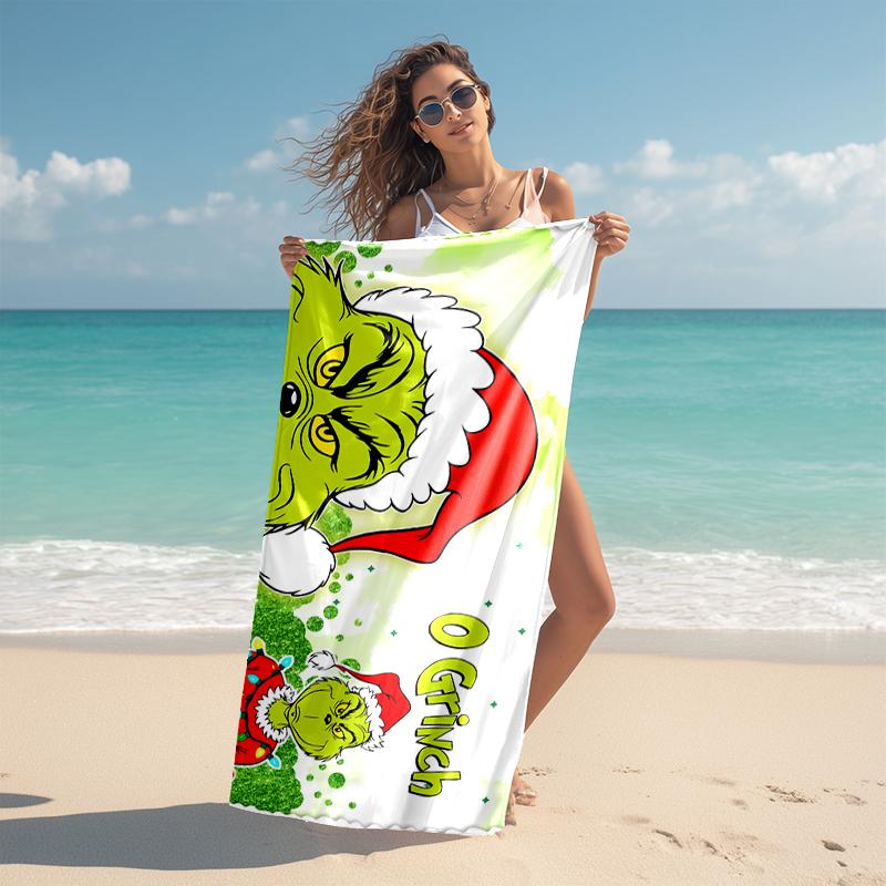 Grinch beach towel Outdoor camping Beach towel for vacation swim Outdoor pool Absorbent bath towel