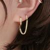 Simple Personality With Double Pierced Ears And Chain Hoop Earrings For Women