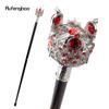 Silver Crown Artificial Red Diamond Walking Cane Fashion Decorative Walking Stick Gentleman Elegant Cosplay Cane Crosier 91cm