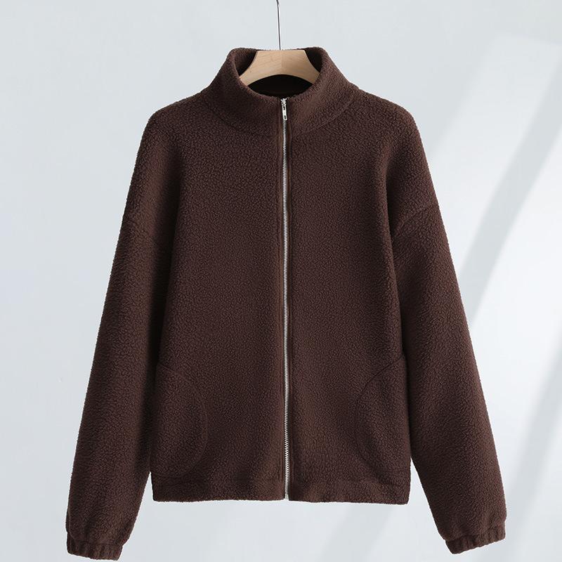 Женская осенне-зимняя свободная повседневная утолщенная толстовка со стоячим воротником