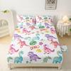 Милый мультяшный узор с маленькими динозавриками, шапочка на кровать, комплект постельного белья из четырех предметов, украшение для постельного белья в спальне или общежитии
