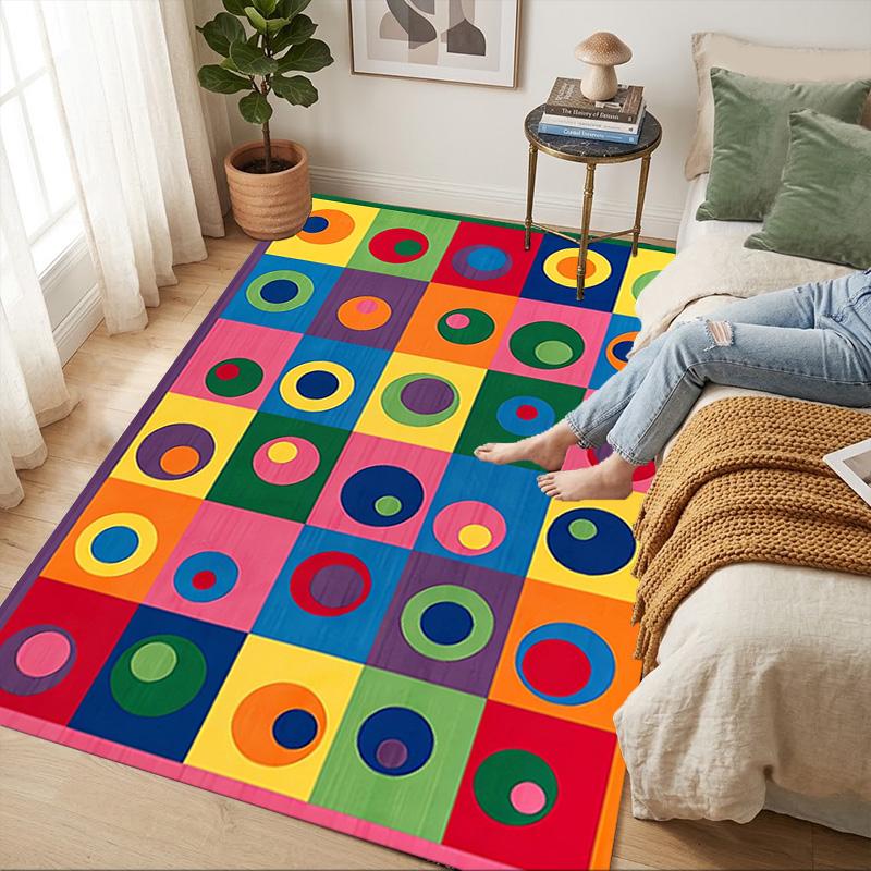 Colorful Circles Living Room Nonslip Area Rug Soft Carpet For Bedroom Game Playroom Sofa Office Home Decor Doormat Christmas Gift C926100