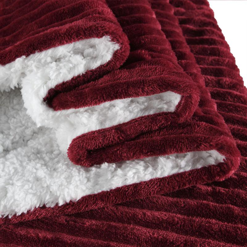 Двухслойное однотонное фланелевое одеяло для дивана из овечьей шерсти