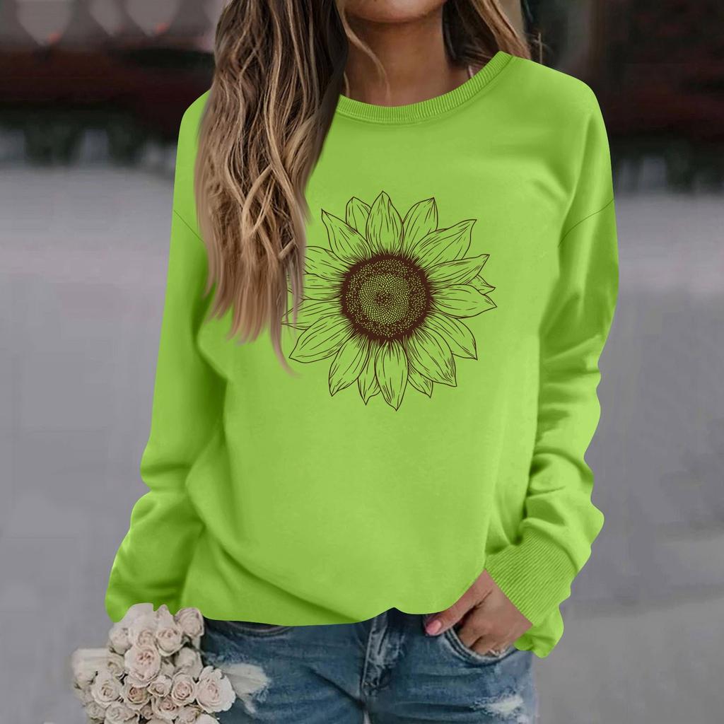 Женская модная повседневная толстовка с длинным рукавом и круглым вырезом с принтом