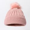 Autumn Winter Solid Color Knit Hat With Pom Pom Warm Pullover Hat