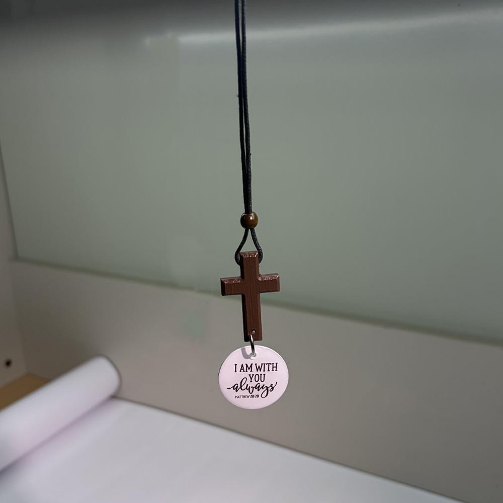 Handmade NFC Bible Cross Pendant Wooden Cross Car Mirror Hanging Jewelry Gift