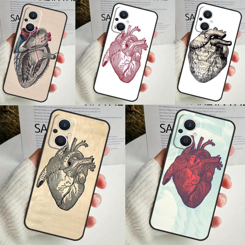 Anatomical Heart Anatomy Case For OPPO Reno 11F 10 Pro 4 5 6 7 8 Lite 4Z 5Z 8T OPPO Find X6 X5 Pro X2 X3 Neo Cover