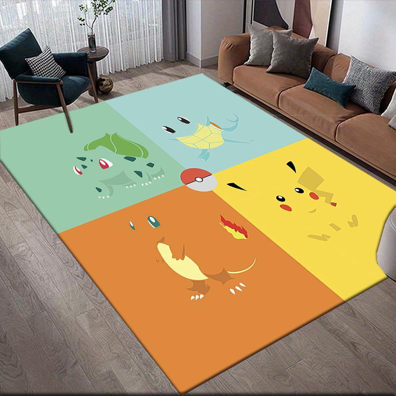 Pokémon Character Combo Anti-Slip Rug, Rectangular Carpet for Living Room, Bedroom & Sofa Area, Home Decor