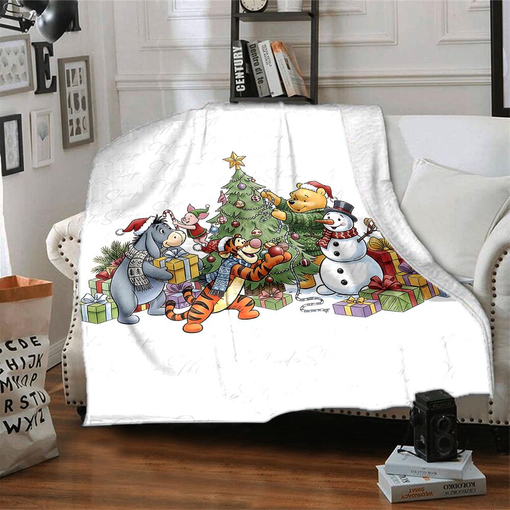 Christmas Winnie Pooh Party Blanket Soft Throw Blanket For Home Bedroom Bed Sofa Travel Office Solid Christmas Blanket