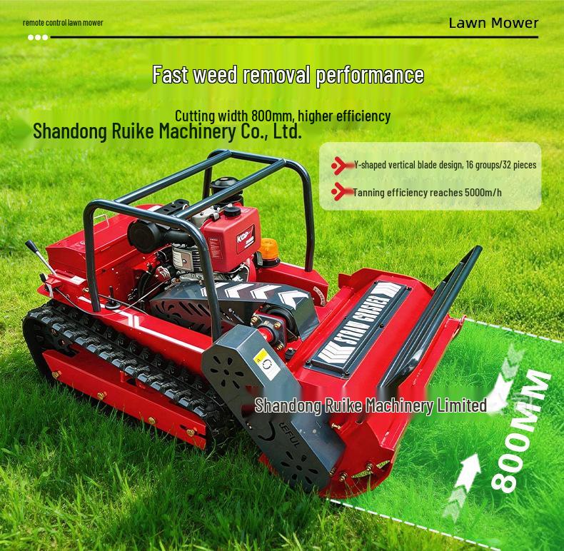 All-Terrain Wireless Remote Control Lawn Mower for Steep Slopes - Tracked Grass Shredder and Weeder