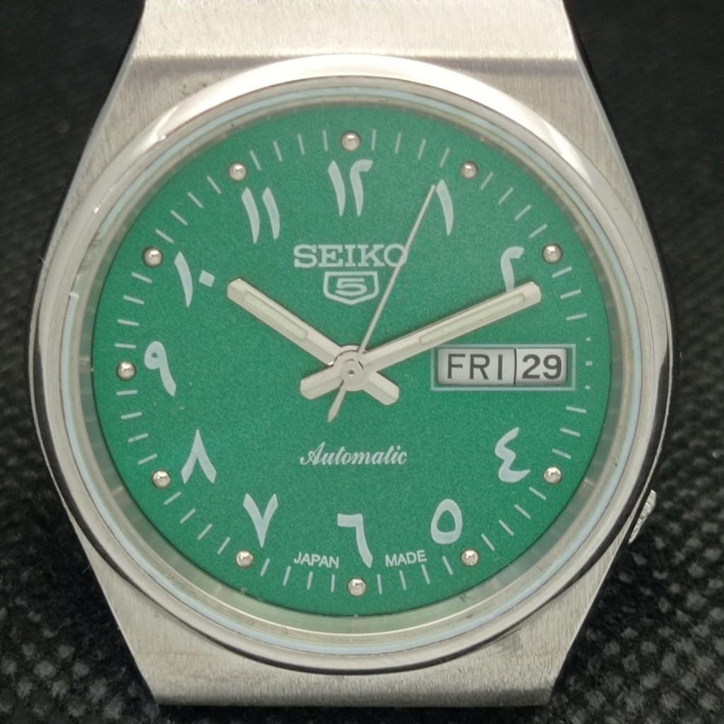 Б/У винтажные часы SEIKO 5 AUTO 6309A JAPAN MENS D/D ARABIC GREEN 589-a310815-2