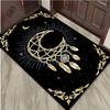 Dreamcatcher Moon Rug for Boho Chic Living Room | Black Gold Astrology Carpet | Spiritual Home Decor Items Skid resistant carpet