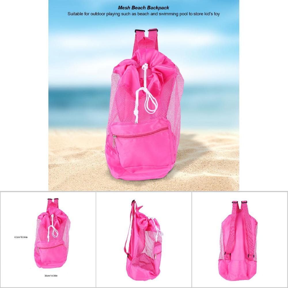 Washable Material Beach Storage Bag Large Mesh Shell Toy Bag Outdoor Beach