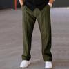 Men Suit Pants Drawstring Wide Leg Solid Color Straight Wide Leg Loose Drawstring Elastic Waist Daily Wear Formal Business Sport Trousers