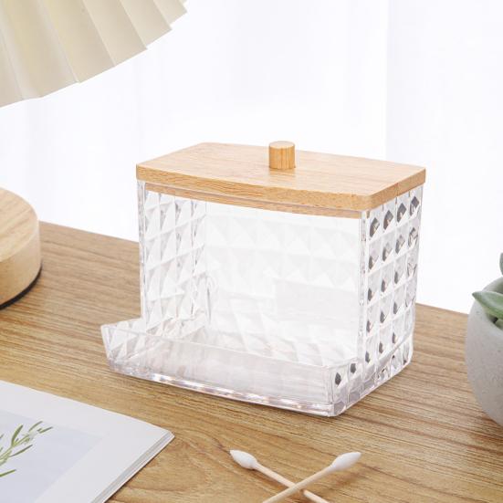 Коробка для хранения ватных палочек, держатель ватных шариков, прозрачный пылезащитный, большой емкости, зубочистки, диспенсер для зубной нити, футляр для хранения