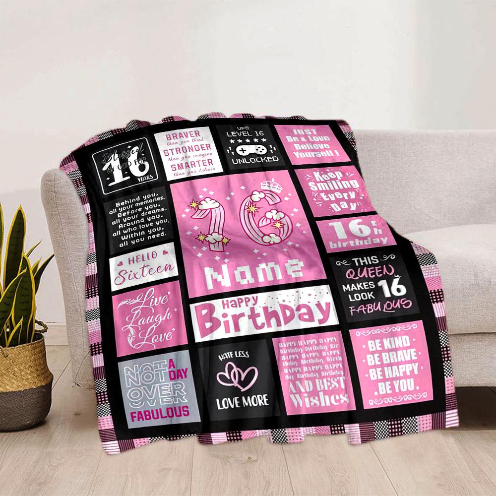 Birthday Gift Personalized Name Blankets Soft Cozy Lightweight Allseason Multipurpose Blanket For Picnic Sofa Office Bed Living Room Suitable For
