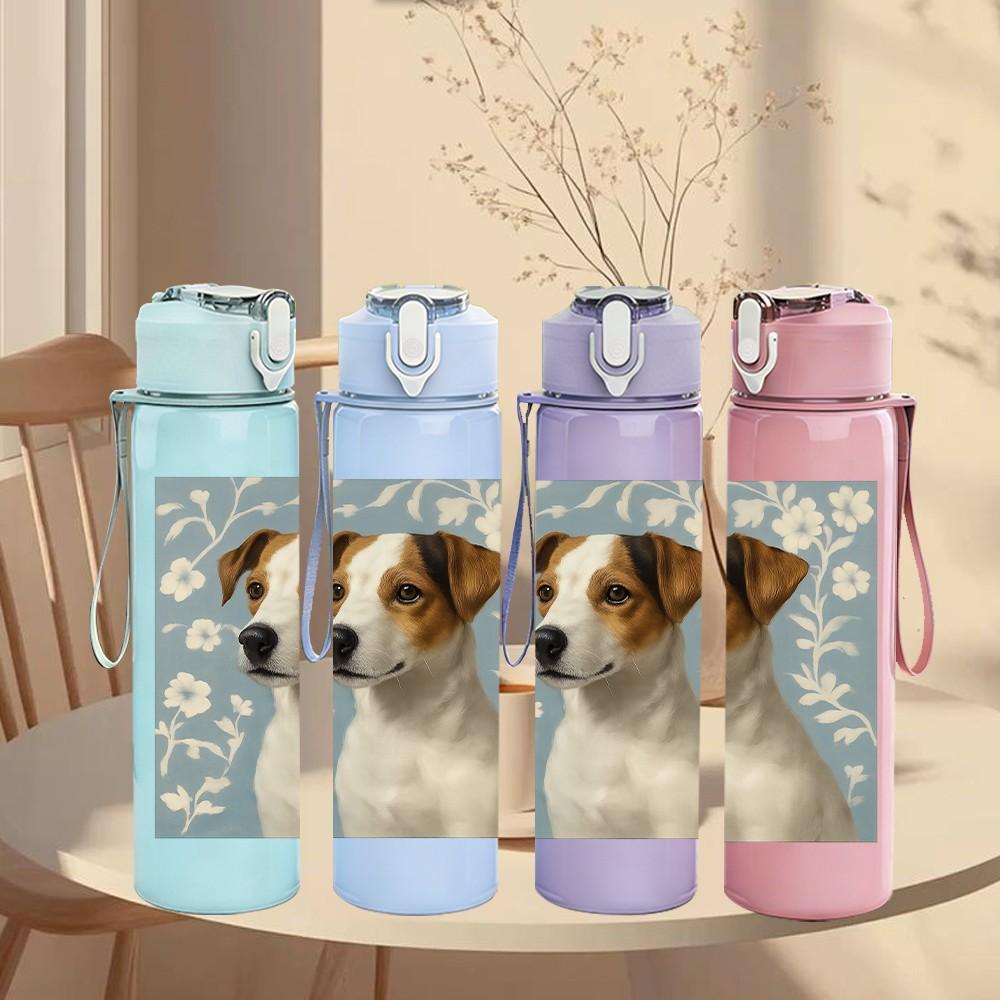 1PC Jack Russell Terrier Dog Print 750ml Color Plastic Sports Water Bottle Leakproof Flip Straw Lid Suitable for Sports Office Home Use