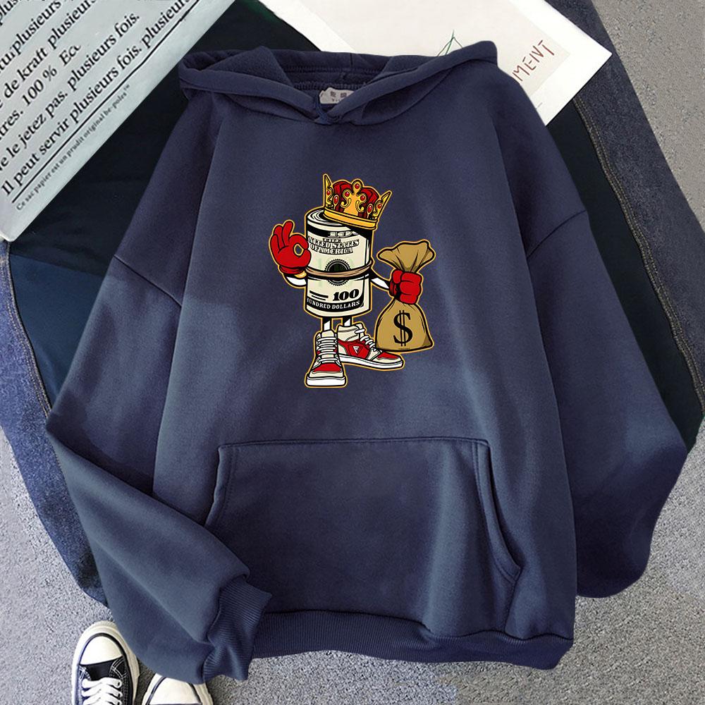 Толстовки King Money Roll 100 Стодолларовая купюра Худи Модная одежда Женская с длинным рукавом Мужской пуловер Sudadera