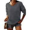 Casual Solid Knit Sweater Ladies V Neck Crew Neck Warm Daily Long Sleeve Blouse