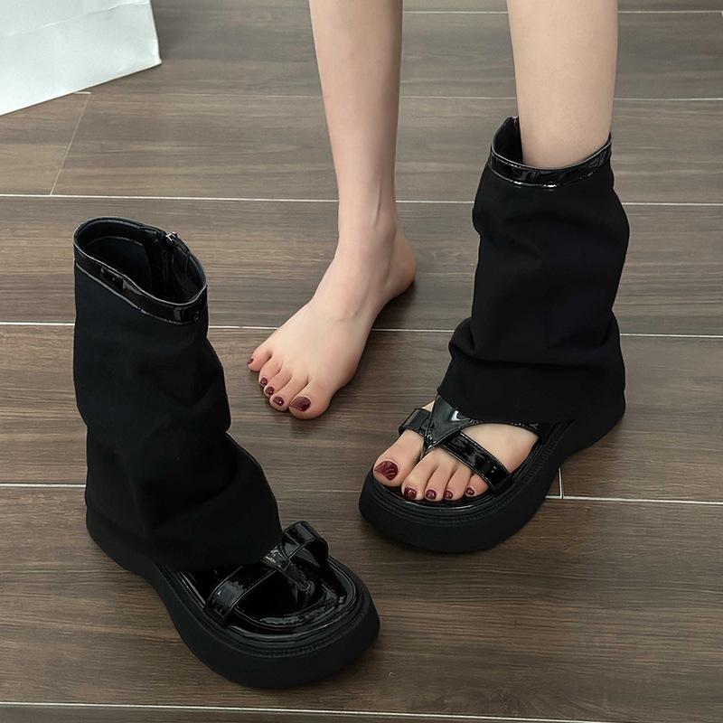 Дизайнерские мягкие кожаные модные женские повседневные сандалии-гладиаторы с открытым носком на танкетке женские тапочки на толстой подошве женские сандалии