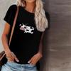 Women Summer T Shirt Little Cow Print Short Sleeve Tees Casual Printed Tops