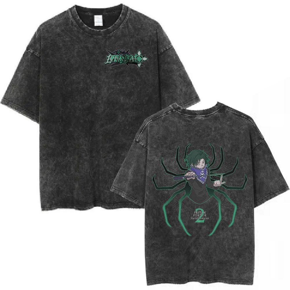 Vintage Washed Anime Hunter X Hunter Printed Tshirt Mens and Womens Washed Tshirt High Quality Vintage Cotton Tshirt Tops